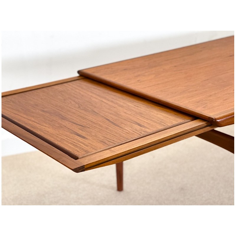 Vintage solid teak wood dining table by Johannes Andersen for Uldum Møblefabrik, Denmark
