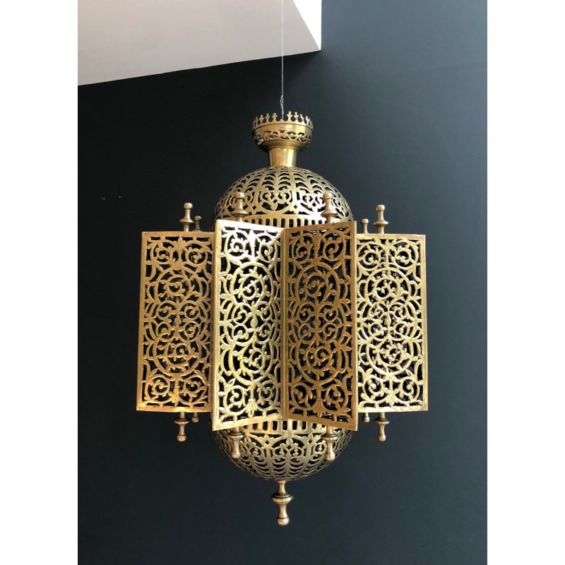Vintage oriental pendant lamp in brass