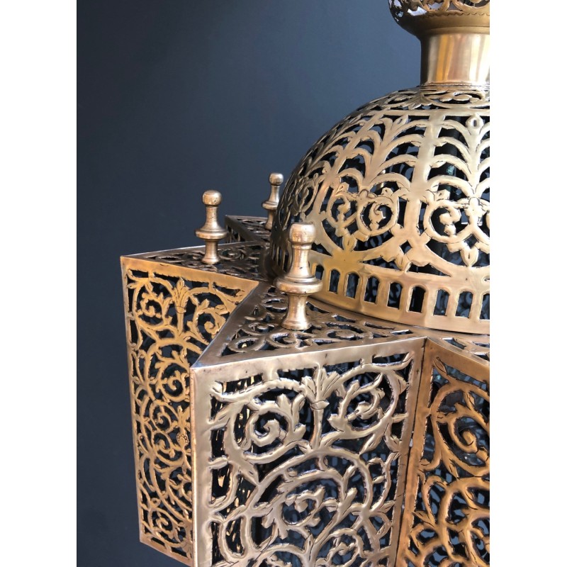 Vintage oriental pendant lamp in brass