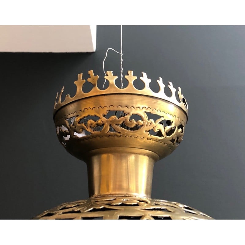 Lampada a sospensione orientale in ottone vintage