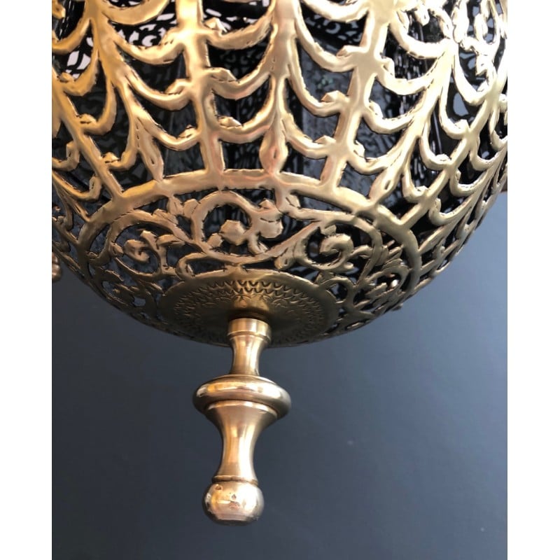 Lampada a sospensione orientale in ottone vintage