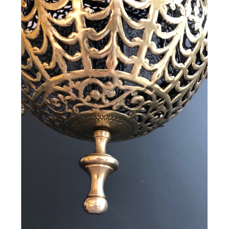 Vintage oriental pendant lamp in brass