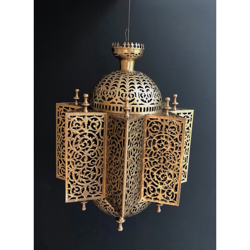 Vintage oriental pendant lamp in brass