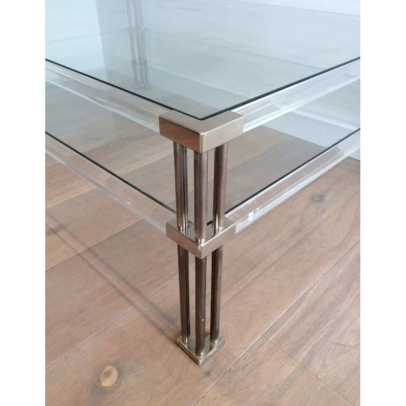 Vintage chrome and plexiglass coffee table, 1970