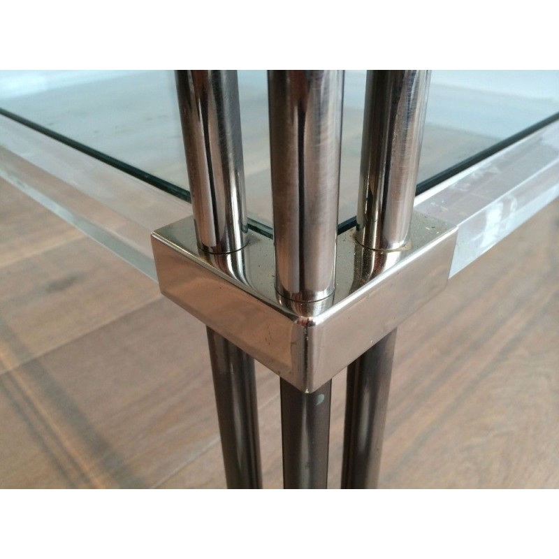 Vintage chrome and plexiglass coffee table, 1970