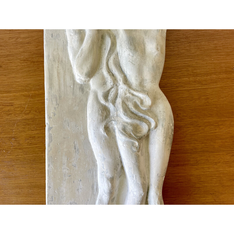 Bas-relief vintage en plâtre représentant Adam et Eve