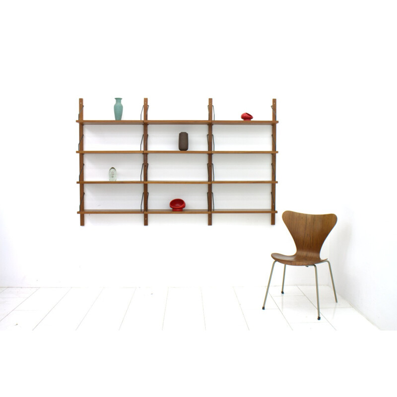 Teak wall shelving unit by Poul Cadovius - 1960s