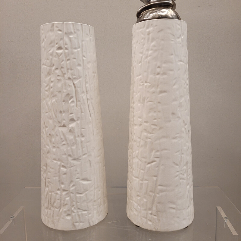 Paar alte Canard-Vasen aus glasierter Keramik für Roche Bobois, Frankreich