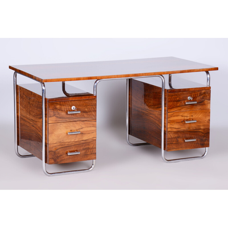 Vintage Bauhaus walnut desk by Robert Slezák for Slezak Factories, Czechoslovakia 1930