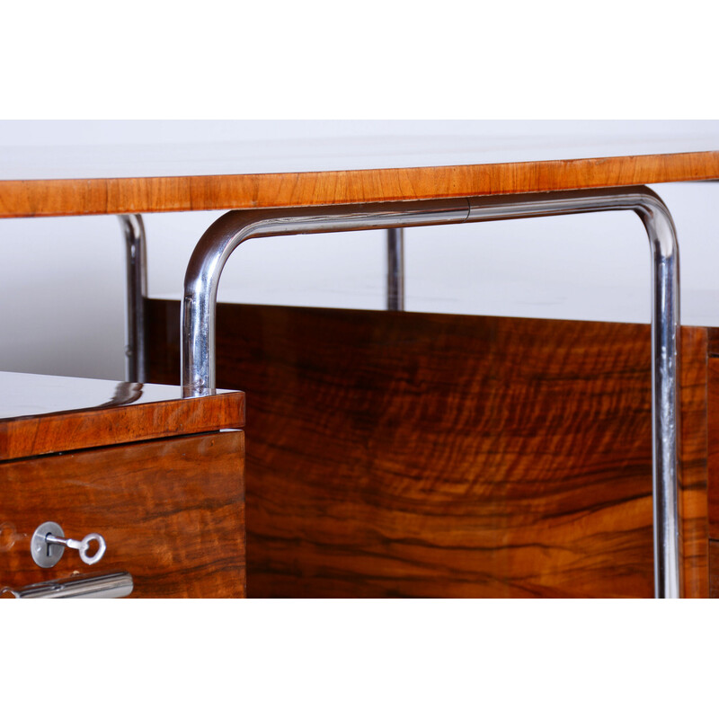 Vintage Bauhaus walnut desk by Robert Slezák for Slezak Factories, Czechoslovakia 1930