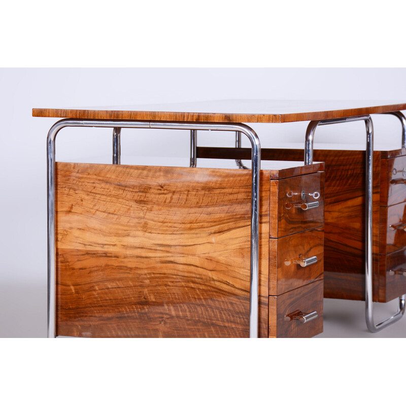 Vintage Bauhaus walnut desk by Robert Slezák for Slezak Factories, Czechoslovakia 1930