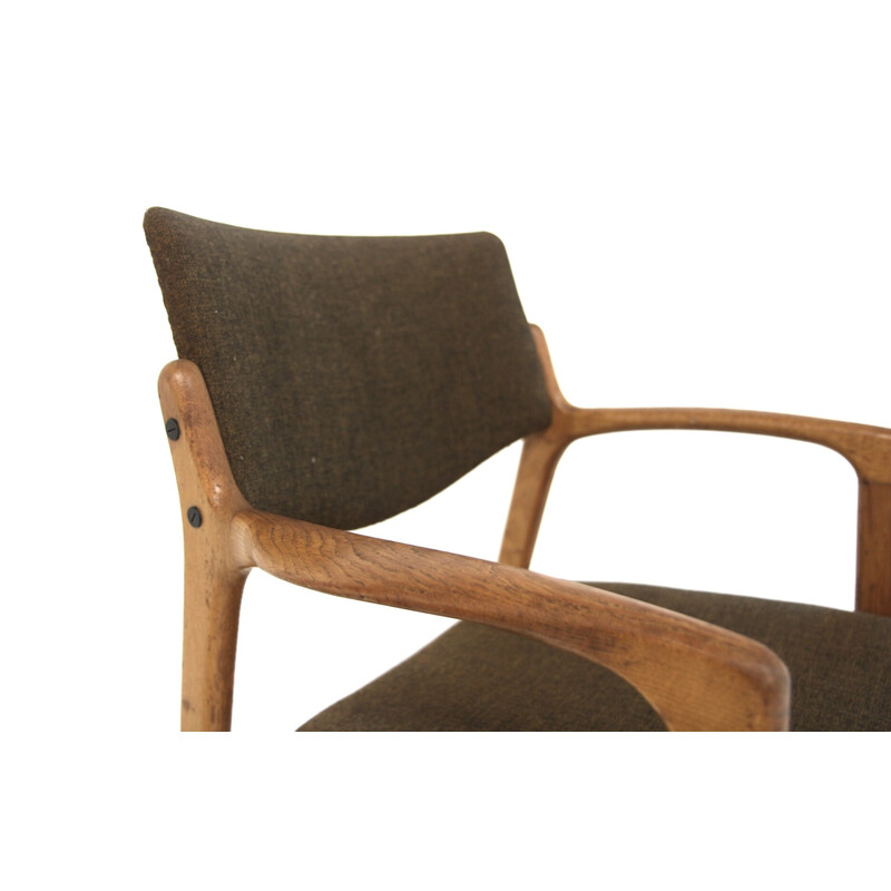 Par de sillones vintage de roble y tela de Bondo Graversen, Dinamarca, años 60