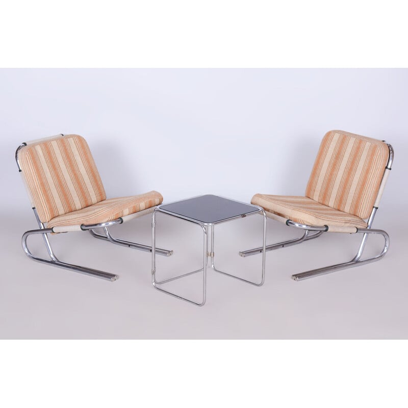 Pair of vintage Bauhaus armchairs in chrome steel, Germany 1940