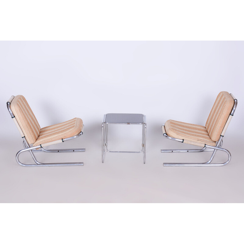 Pair of vintage Bauhaus armchairs in chrome steel, Germany 1940