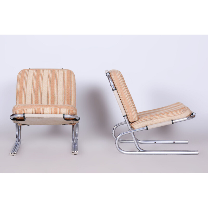 Pareja de sillones Bauhaus vintage de acero cromado, Alemania, años 40