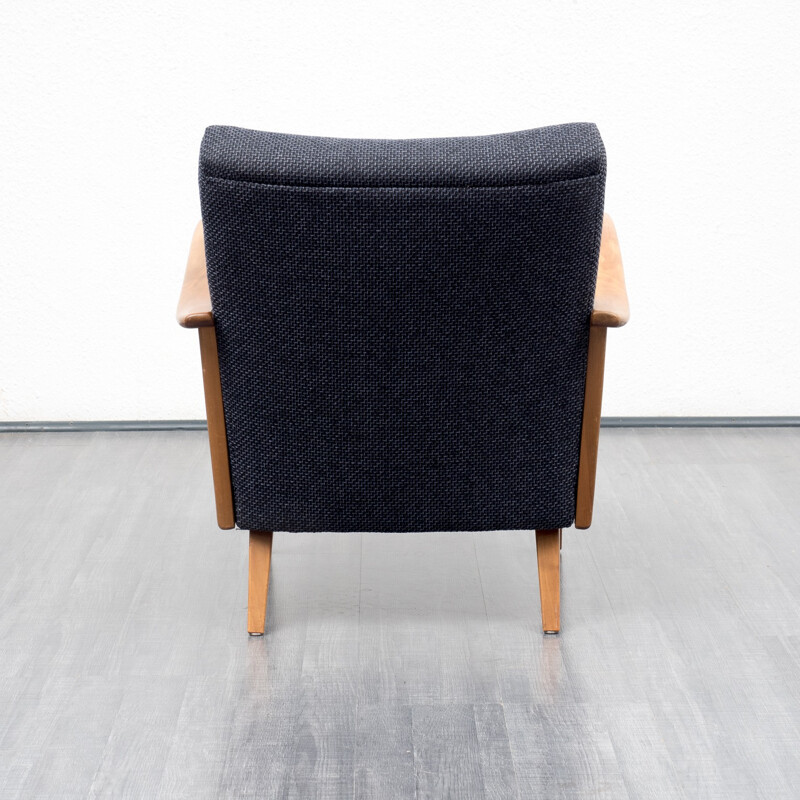 Dark blue armchair in solid walnut - 1950s