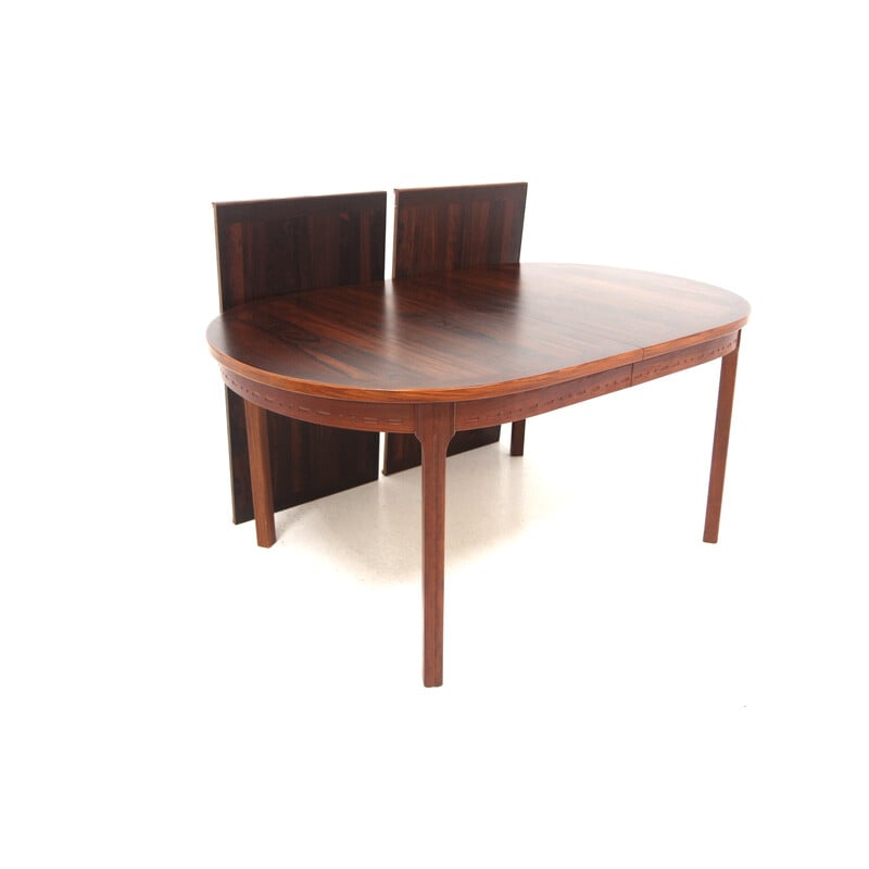 Vintage "Rimbo" rosewood dining table with 2 extensions for Group Troeds, Sweden 1960