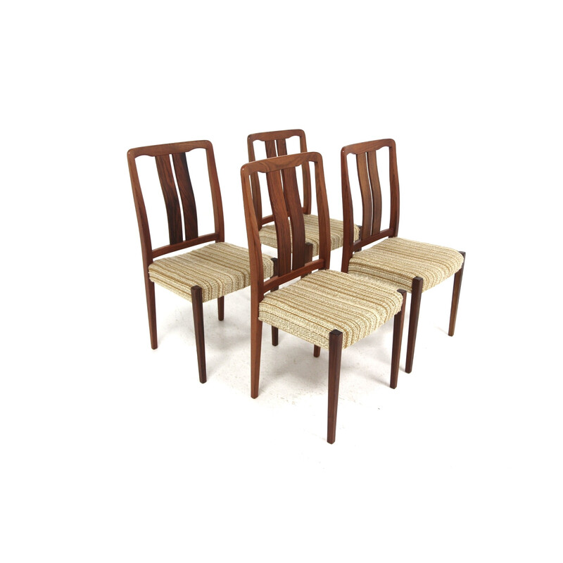 Ensemble de 4 chaises vintage en palissandre et tissu, Suède 1960