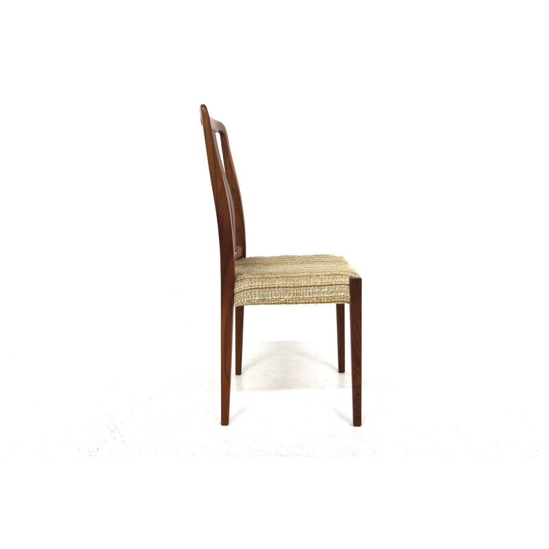 Juego de 4 sillas vintage de palisandro y tela, Suecia 1960
