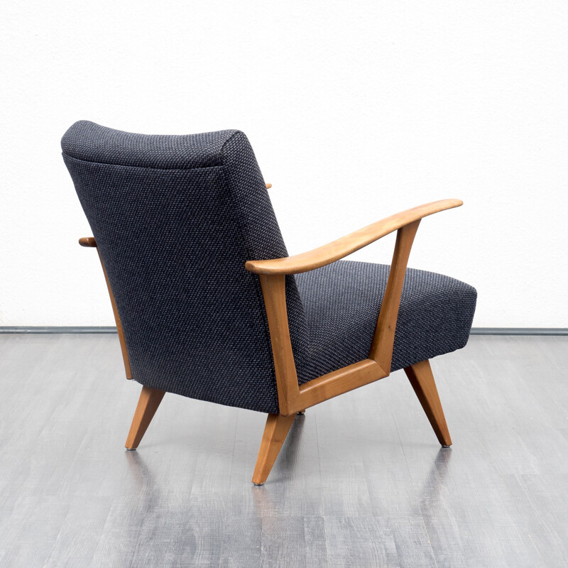 Dark blue armchair in solid walnut - 1950s