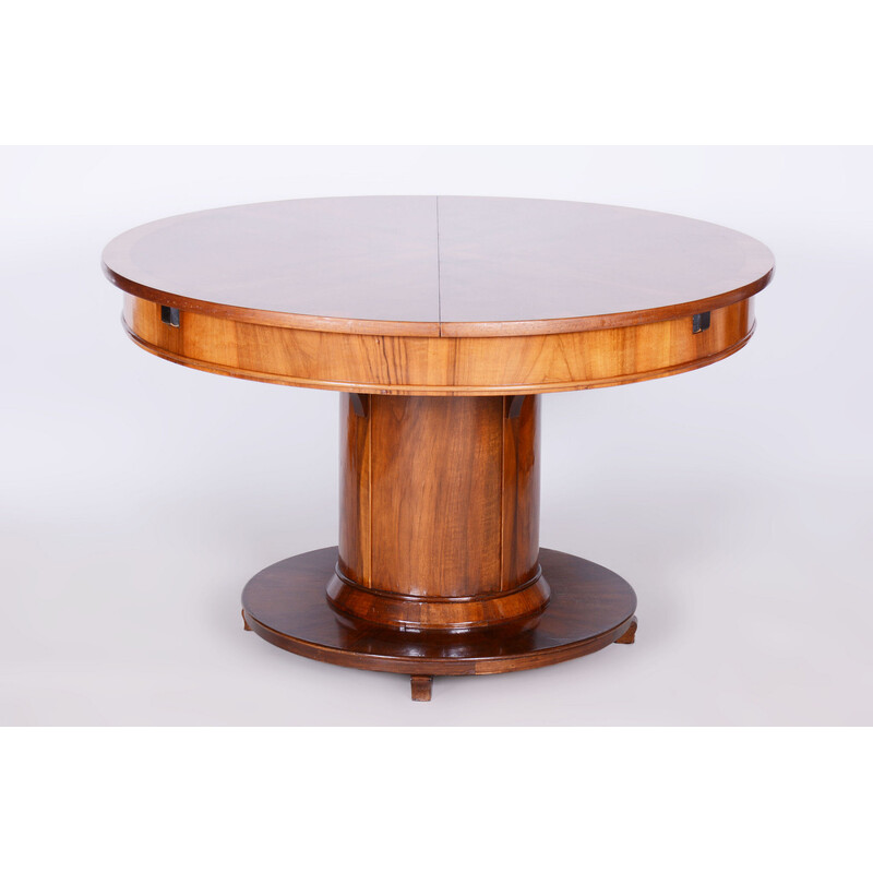 Vintage Art Deco folding dining table in walnut and spruce veneer, Czechoslovakia 1920