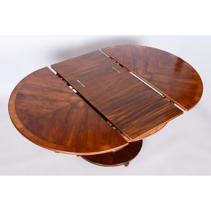 Vintage Art Deco folding dining table in walnut and spruce veneer, Czechoslovakia 1920