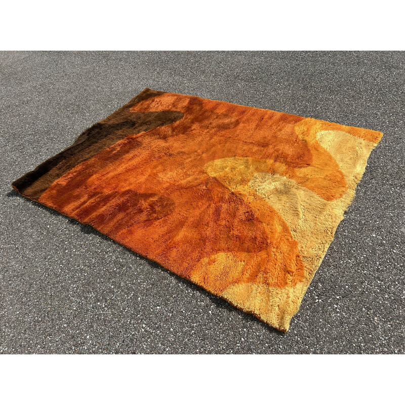 Orangefarbener Vintage-Langflorteppich für Bergoss, 1970