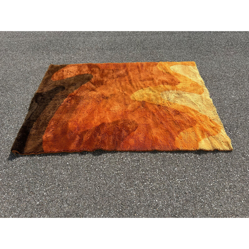 Vintage orange long pile rug for Bergoss, 1970