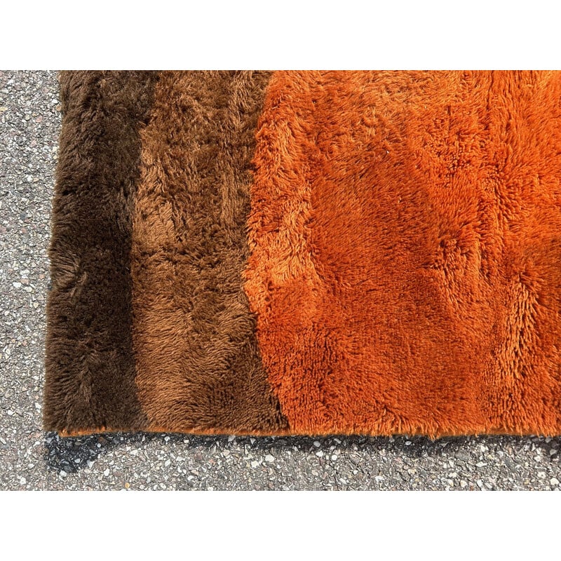 Vintage orange long pile rug for Bergoss, 1970