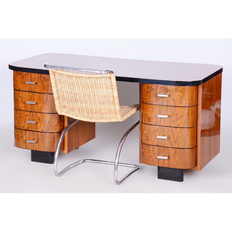 Vintage Art Deco walnut desk by J. Halabala for Up Závody, Czechoslovakia 1950