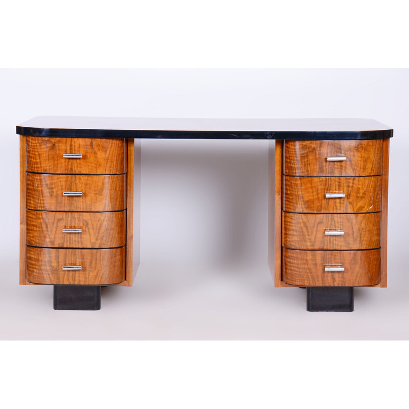 Vintage Art Deco walnut desk by J. Halabala for Up Závody, Czechoslovakia 1950