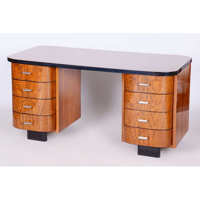 Vintage Art Deco walnut desk by J. Halabala for Up Závody, Czechoslovakia 1950