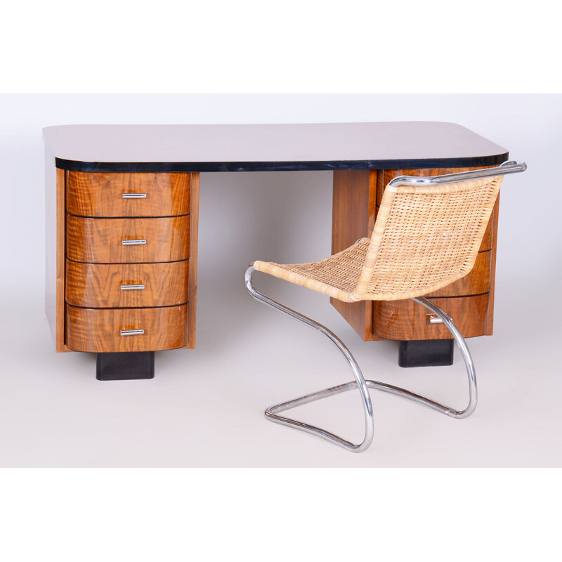 Bureau vintage Art Déco en noyer par J. Halabala pour Up Závody, Tchécoslovaquie 1950