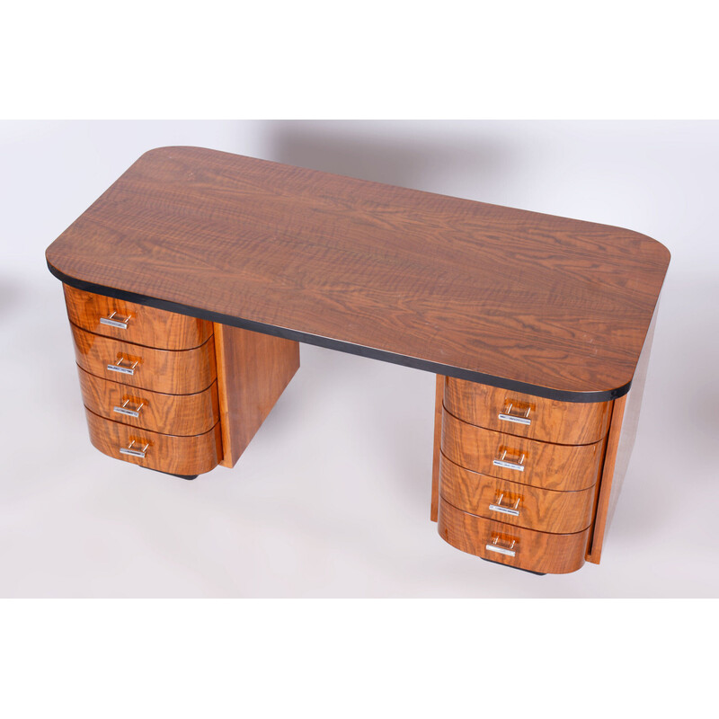 Vintage Art Deco walnut desk by J. Halabala for Up Závody, Czechoslovakia 1950