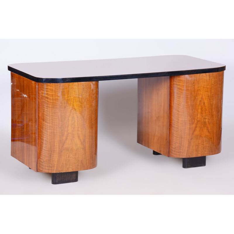 Vintage Art Deco walnut desk by J. Halabala for Up Závody, Czechoslovakia 1950