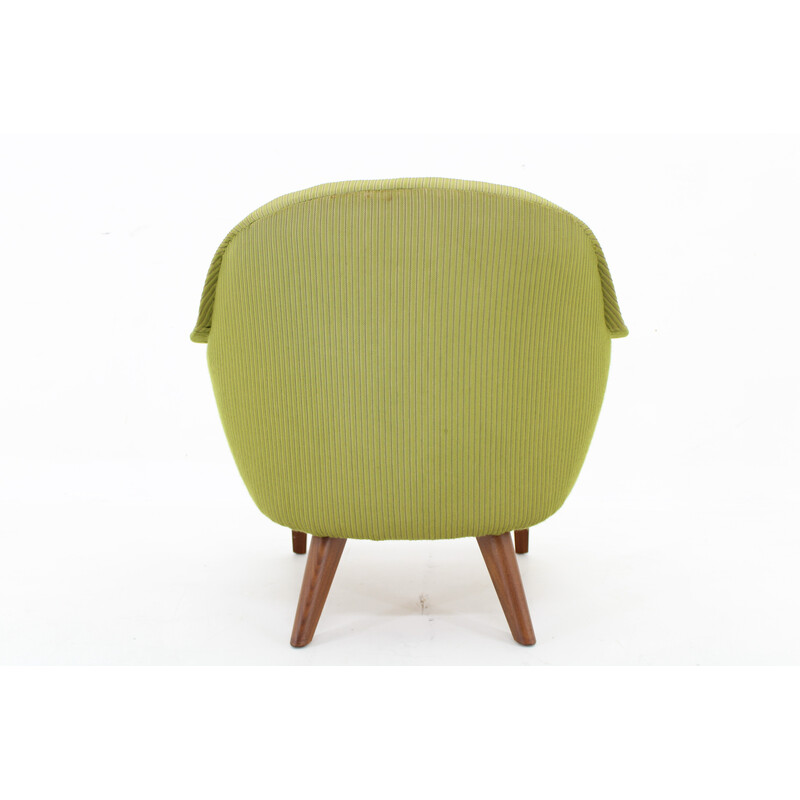 Fauteuil vintage en teck et tissu, Danemark 1960