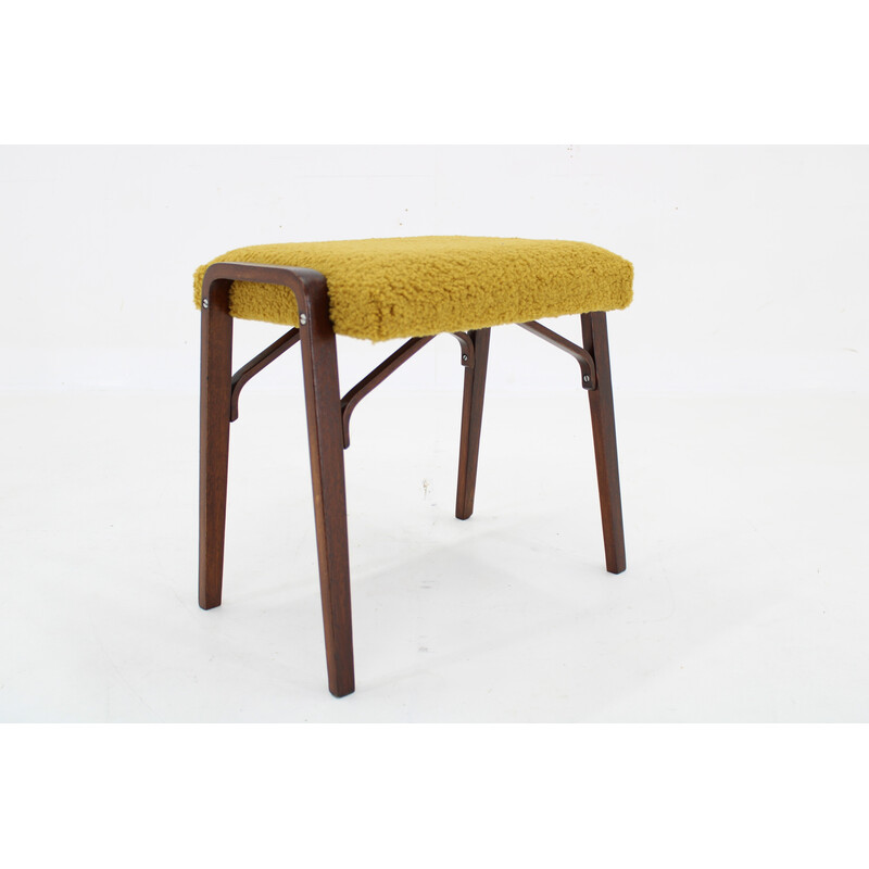 Tabouret vintage en hêtre, Tchécoslovaquie 1960