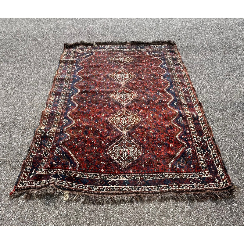 Vintage oriental hand-knotted wool rug, 1970