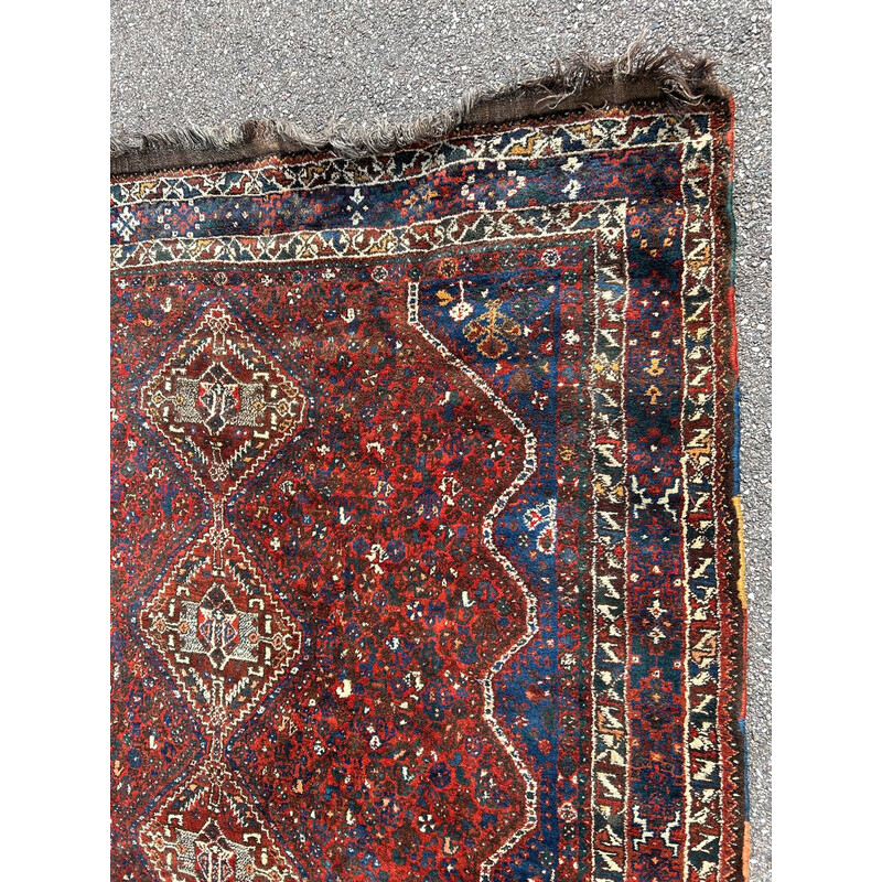 Vintage oriental hand-knotted wool rug, 1970