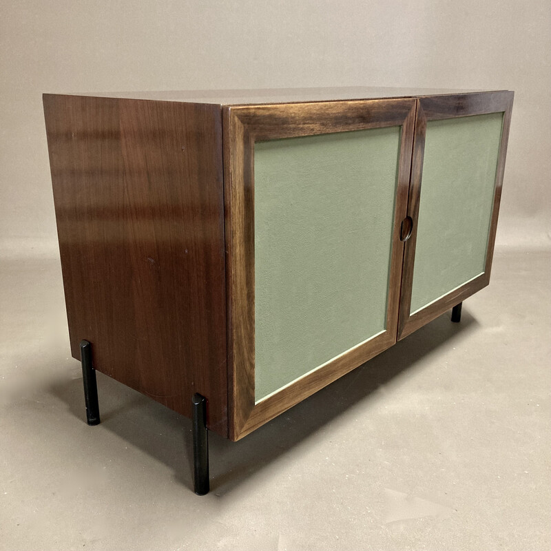 Vintage chest of drawers in rosewood and metal, 1950