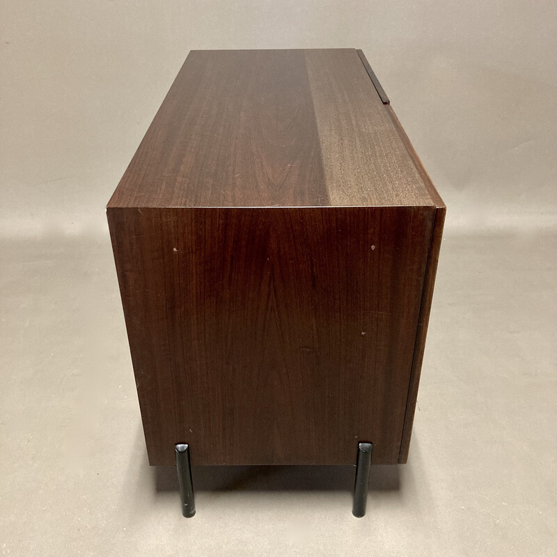 Vintage chest of drawers in rosewood and metal, 1950