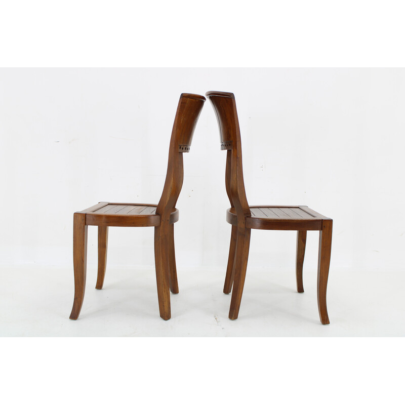 Paire de chaises vintage en teck massif, Inde 1980