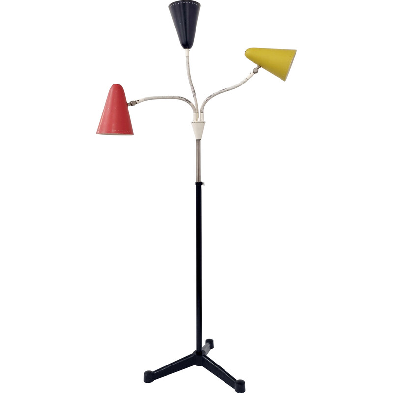 Vintage floor lamp in lacquered metal and aluminum by H. Th. J. A. Busquet for Hala, Netherlands 1950