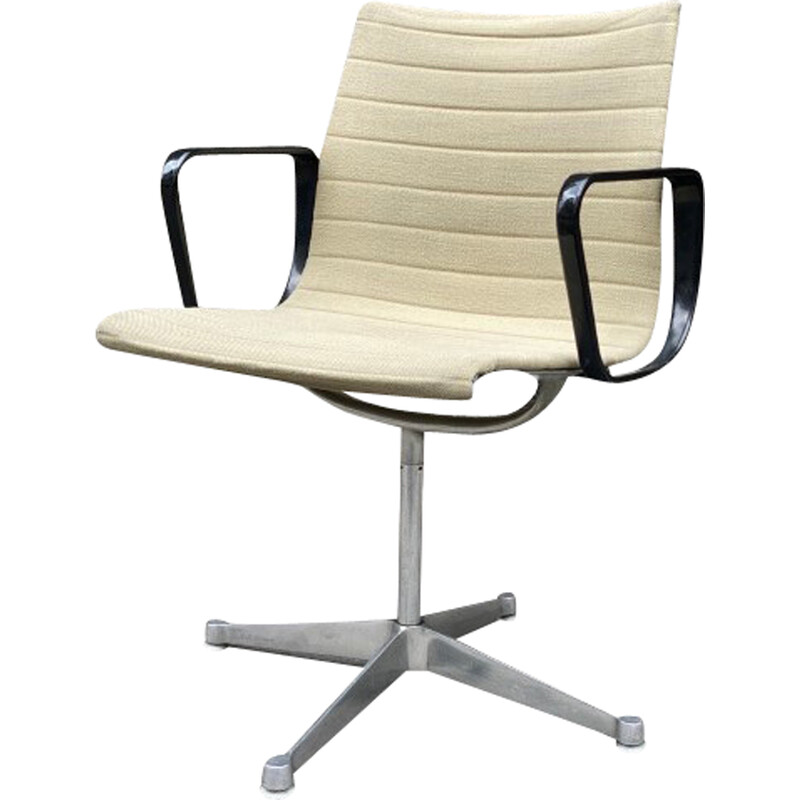 Vintage aluminum and fabric office chair by Charles and Ray Eames for Herman Miller, 1958