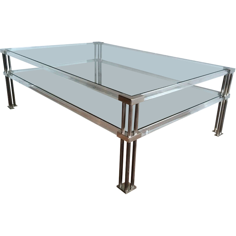 Vintage chrome and plexiglass coffee table, 1970