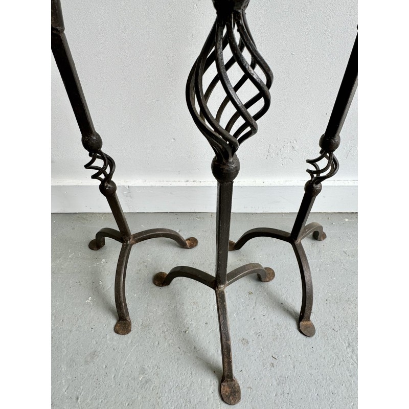 Set of 3 vintage wrought iron candlestick