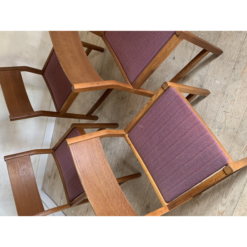 Set of 4 vintage oiled solid oak chairs by Borge Mogenson for Søborg Møbelfabrik, Denmark