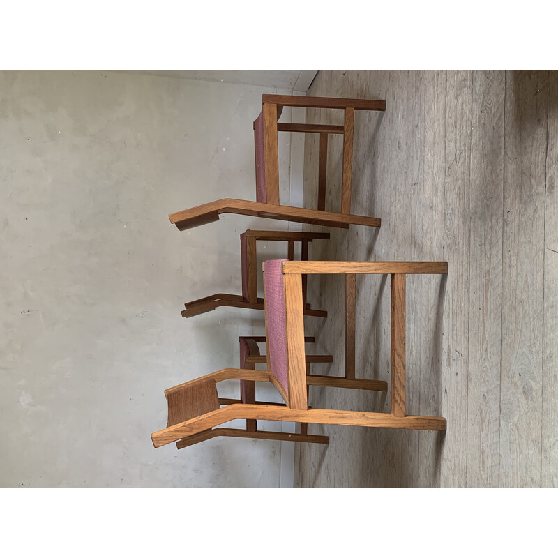 Set of 4 vintage oiled solid oak chairs by Borge Mogenson for Søborg Møbelfabrik, Denmark