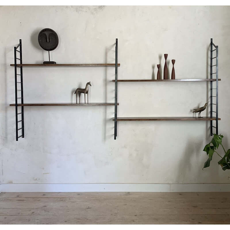 Vintage wall shelf in Rio rosewood and metal