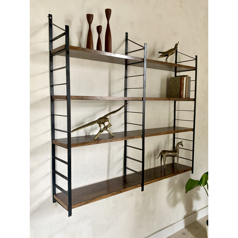 Vintage wall shelf in Rio rosewood and metal